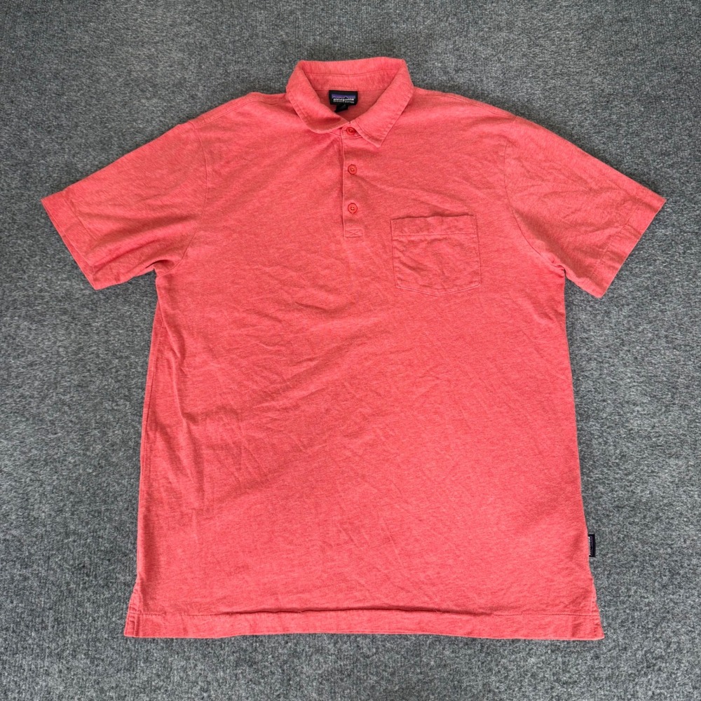 Patagonia Squeaky Clean Polo Shirt Mens Organic Cotton Short Sleeve Coral Red